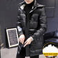 Winter Fashion Shiny High-end Down Jacket Men's Mid-length Warm Thin and Light Large Size Youth Jacket