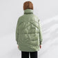 Pure Winter Lightweight Down Jacket Women Thick Warm Batwing Long Sleeve Loose Doudoune Pocket Ultra Light Duck Down
