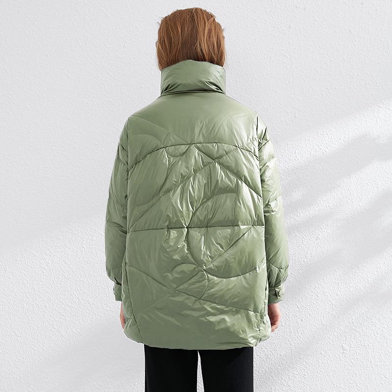 Pure Winter Lightweight Down Jacket Women Thick Warm Batwing Long Sleeve Loose Doudoune Pocket Ultra Light Duck Down