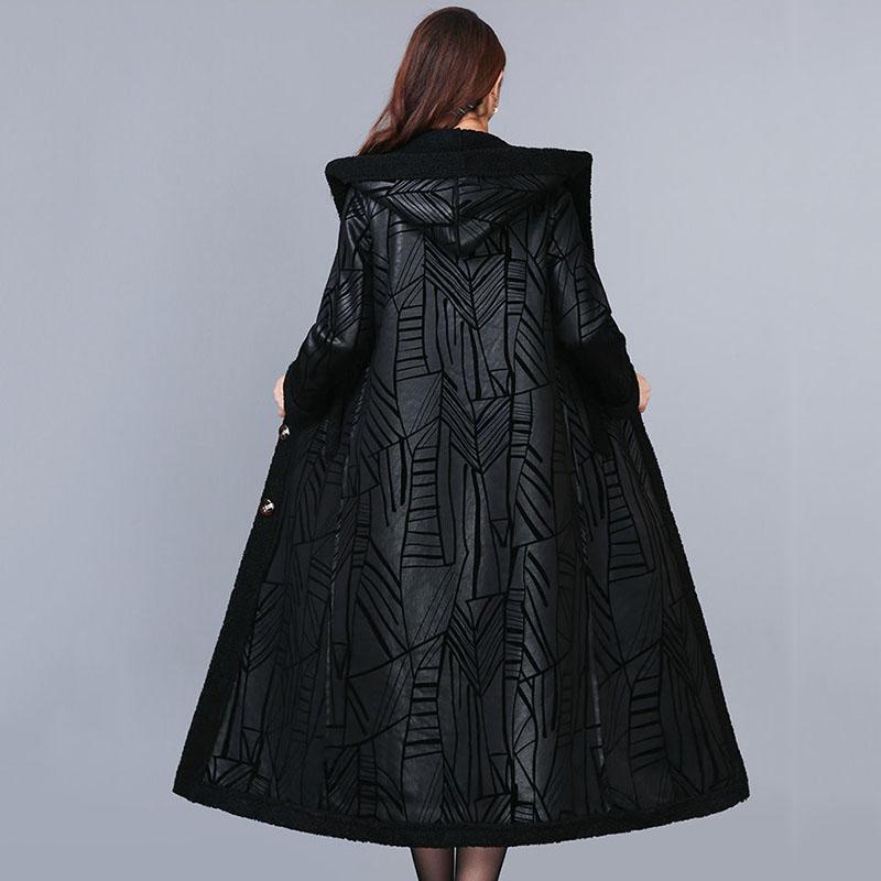 Winter Coat Mid-length Loose Fashion Ladies Plus Velvet Western Style V-neck Deerskin Velvet Coat Women