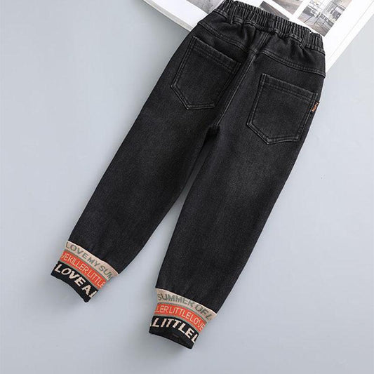 Girls' Autumn Jeans 2021 New Korean Slim Fashion Threaded Children's Pants