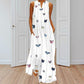 Long Boho Dress Women Butterfly Printed Summer Sleeveles V Neck Plus Size Dresses Maxi Casual Loose Vestidos