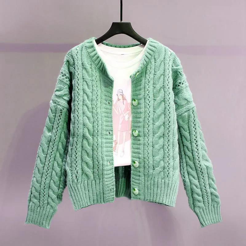 Women Short Cardigan Knitted Sweater Autumn Winter Long Sleeve V Neck Jumper Cardigans Casual Streetwear Fashion Pull Femme Coat