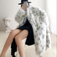 Mid-length Faux Fur Coat Winter Korean Fashion Style V-neck Thick Warm Fur One Plush Coat Suitable for Women