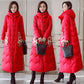 Chinese Style Cotton-padded Jacket Women's Winter Long Section Thick Ethnic Style Down Padded Jacket Over The Knee Padded Jacket Stand-up Collar Hood