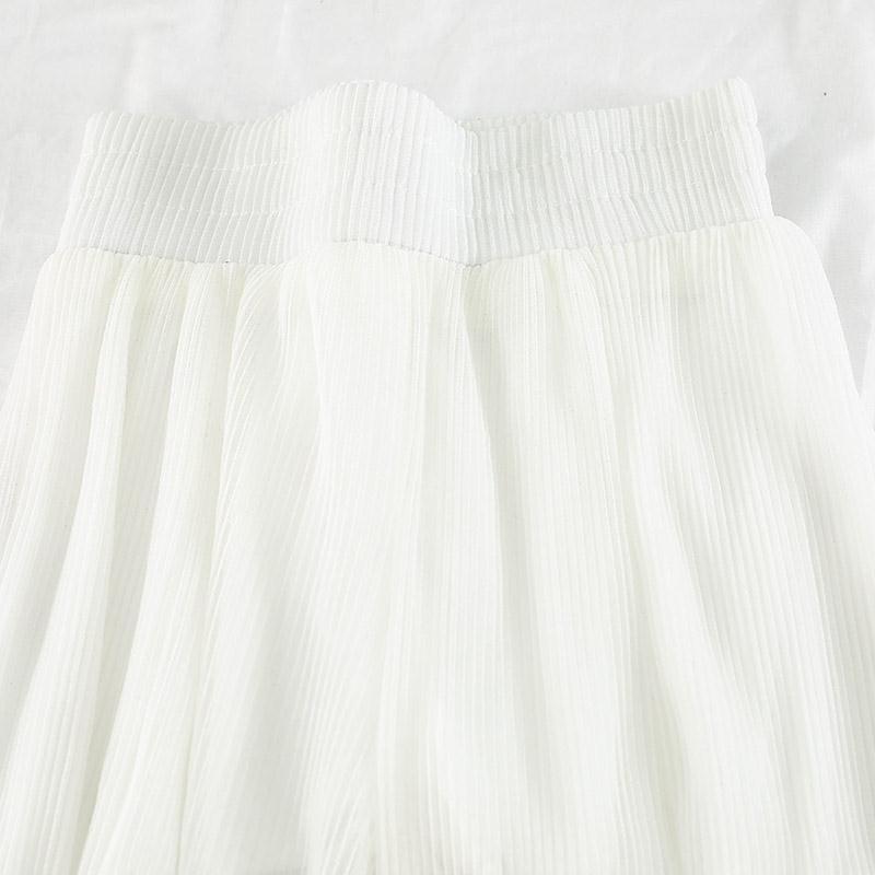 Women's Summer Wide-leg Pants Ruffled Fishtail Flared Pants Stretch Waist Pleated Air Conditioning Pants Trousers