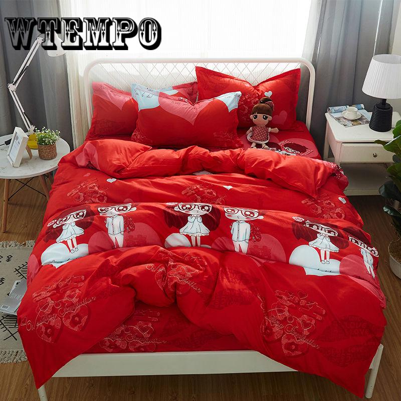 Bedroom Bedding Household Items Set Four Sets of Comfortable Cotton Solid Color Quilt Cover