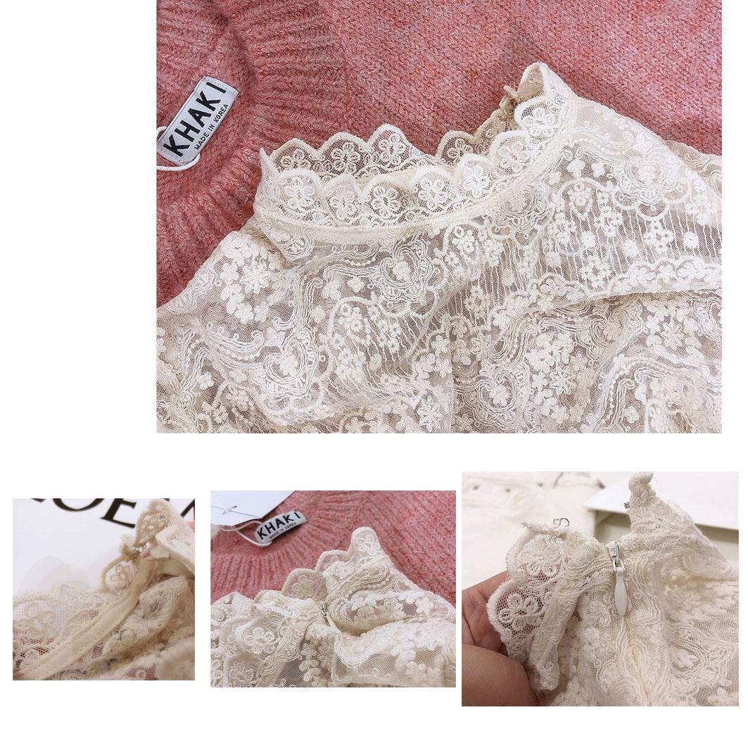 Autumn Clothing Western Style Sweater Lace Base Shirt Long Sleeve Sexy WOMEN'S Gauze on Clothes