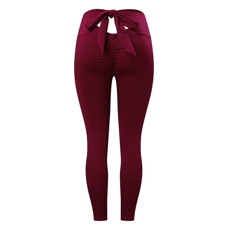 Women's Bow Tie Yoga Pants Seamless High Waist Pleated Hip Lift Pants Peach Fitness Pants Sports Trousers Leggings Bodybuilding Running Training Pants