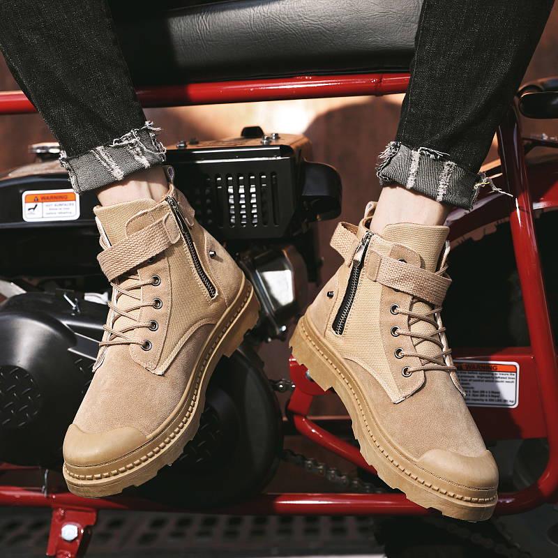 Men Fashion Winter Warm Retro Martin Short Boots Round Toe Outdoor Shoes Ankle Strap