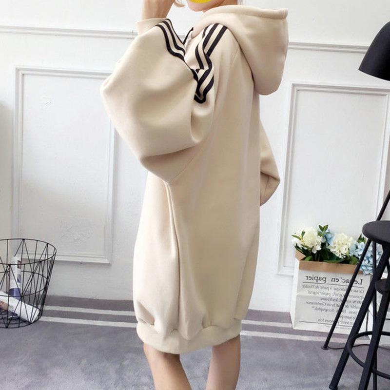 Autumn and Winter Hooded Sweater Loose and Versatile Mid-length Maternity Wear Thick Lace Up Fashion Coat