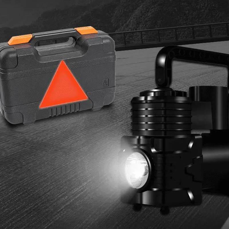 Car Inflatable Pump 12V Portable Mechanical Disk Pointer Car Double-cylinder Electric Air Pump High Power Belt LED Light Universal Inflation Tool