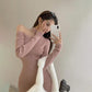 Knitted Dress Women's Bottoming Dress Bag Hip Skirt with Temperament Slim Sexy Strapless Long-sleeved Bottoming Skirt