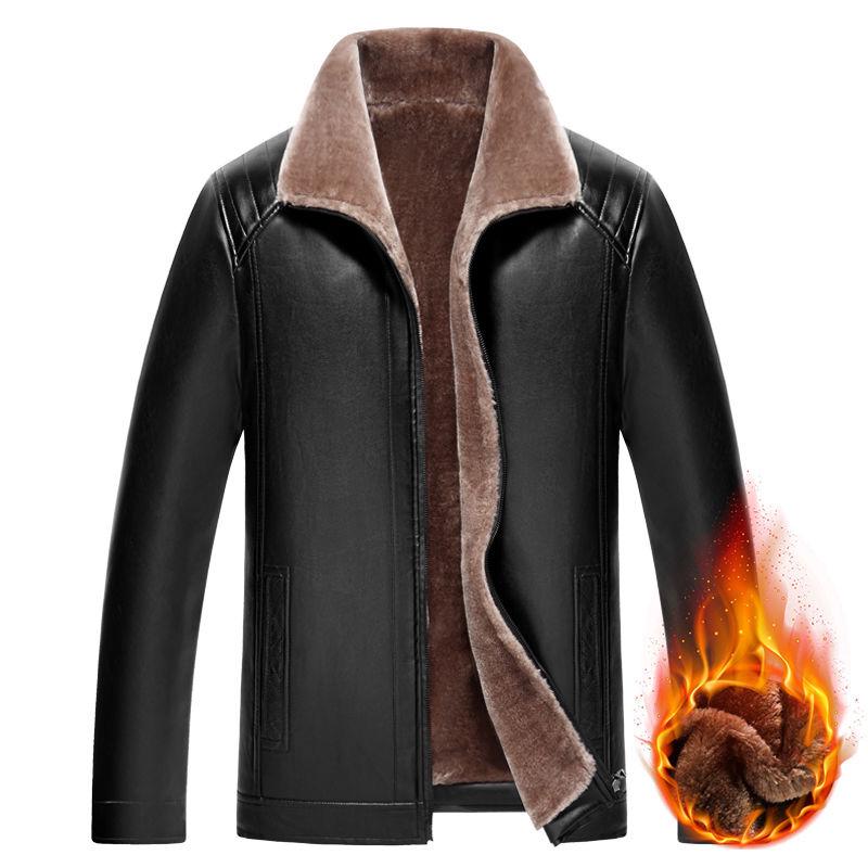 Men's plus size leather jacket autumn and winter men's jacket plus velvet thick leather jacket