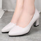 Women Mid Square Heel Shoes Pumps Black PU Office Lady Shoes Spring Non Slip Fashion Mother Oxford Shoes