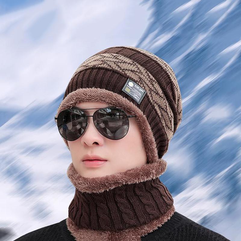 Woolen Hat Men's Winter Thickening Plus Velvet Warm Cotton Hat Cycling Cold and Windproof Ear Protection Knitted Hat