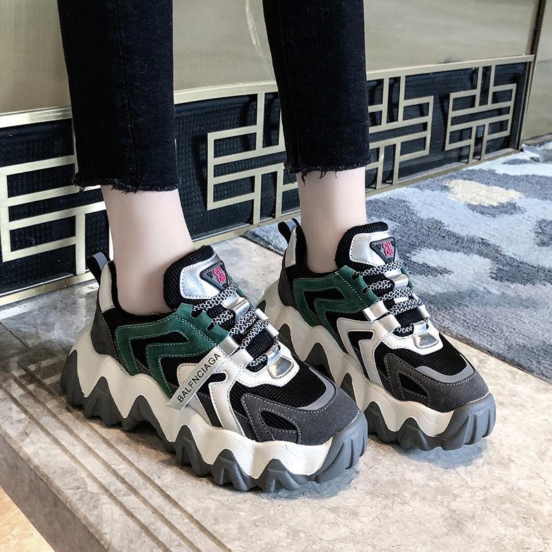 Women Casual Shoes Leather Mesh Platform Shoes Women Sneakers Ladies Dad Chunky Shoes Chaussure