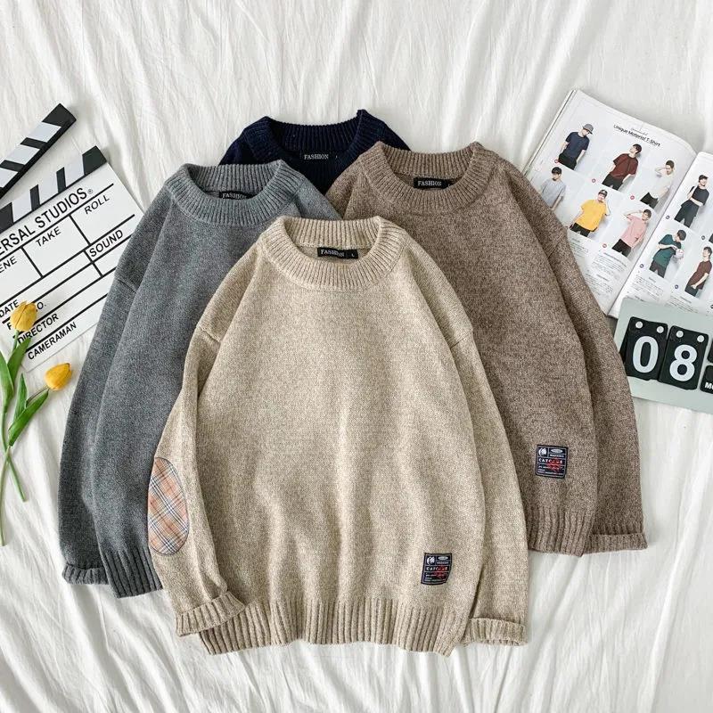 Knitted Jacket Trend Men's Sweaters Thick Styles of Autumn and Winter Warm and Comfortable Loose Retro Sweater