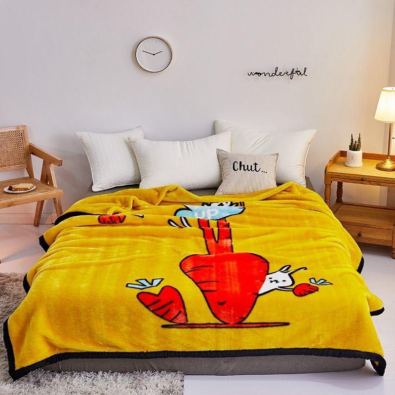 Double-layer Warmth and Thick Flannel Blanket Coral Fleece Warmth Breathable Blanket Winter Warmth Cartoon Fleece Blanket Soft and Comfortable
