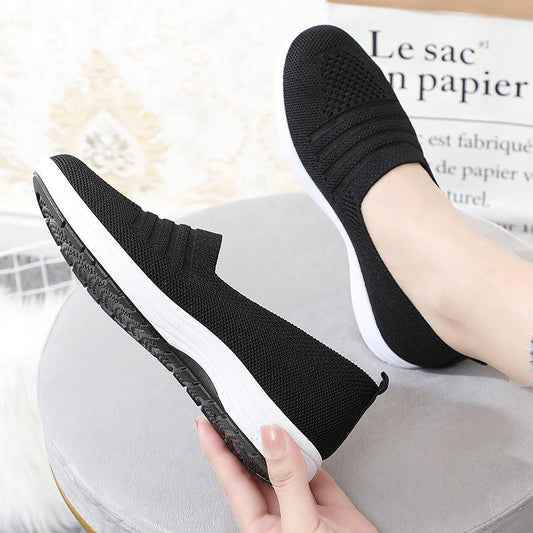 Spring and Autumn Flying Woven Shoes Ladies Casual Running Sports Shoes Summer Net Shoes Non-slip Breathable Single Shoes