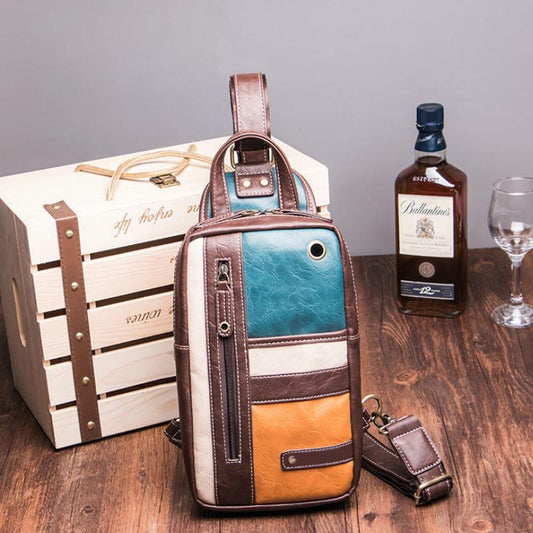 Chest Bag Men's Waterproof with Headphone Hole Messenger Bag Outdoor Sports Single Shoulder Bag