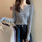 Knit Bottoming Sweater Cardigan Sweater Women V-neck Outer Wear Spring and Autumn Hedging Inner Wear Thin Section Long-sleeved Blouse Cardigan Jacket