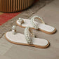Sandals Women's Summer Flat Bottom All-match Pearl Rhinestone Sandals Fairy Style Beach Slippers Women's Outer Wear