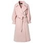 Autumn and Winter Woolen Coat Korean Style Fashion Waist Woolen Coat Women's Thick Large Size Mid-length Over-the-knee Coat