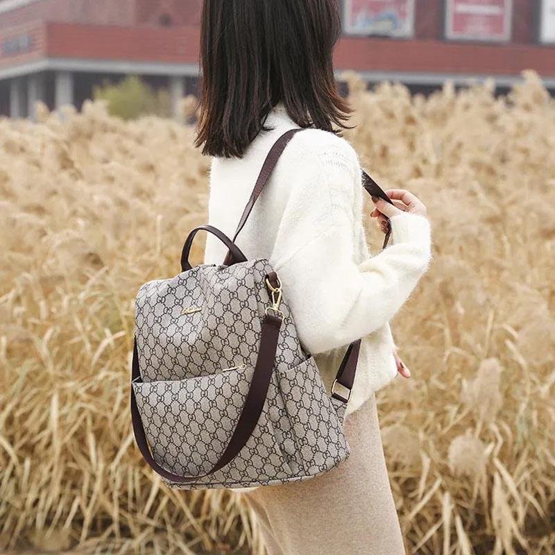 Large-capacity Backpack Ladies Bag Trendy All-match School Bag Leisure Travel Bag Soft Leather Backpack