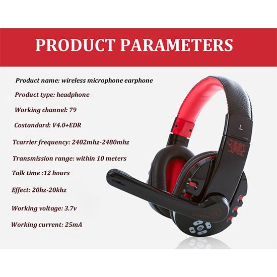 Bluetooth 4.0 Headphones Wireless Gaming Headset for Computer Phone with Microphone Noise Ruduction