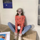 Sweet Cherry Print Loose Slim Was Thin Round Neck Sweater Women's Wild Pullover Sweater