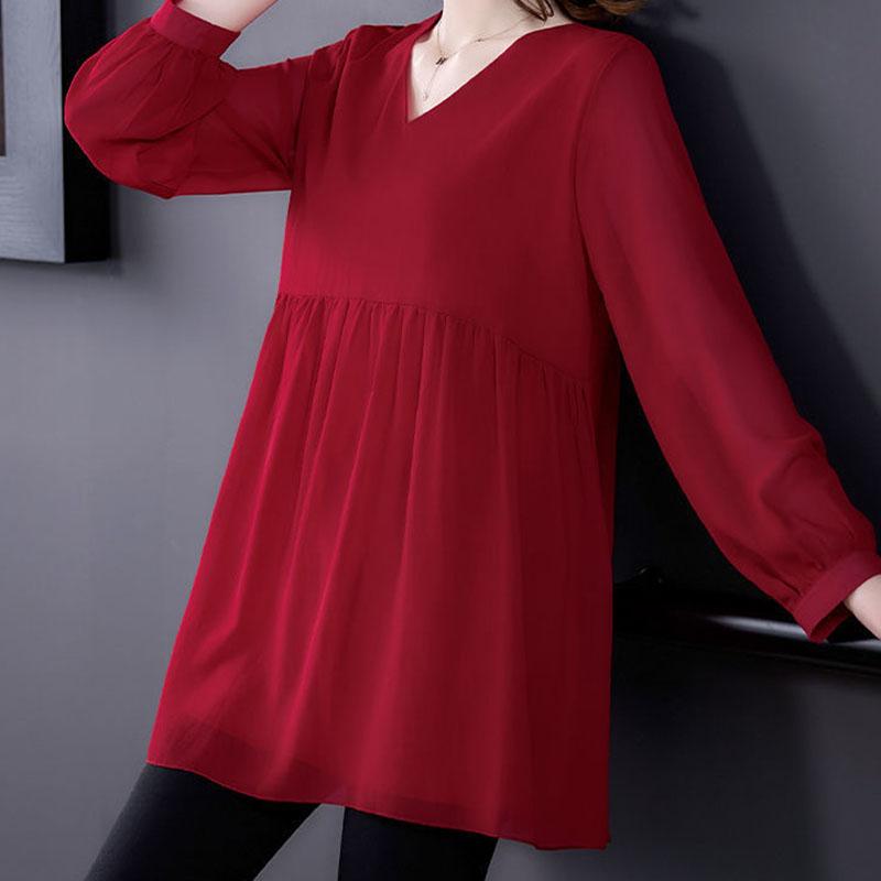 Fall Summer Women's Chiffon Sexy See Through Mesh Blouse Long Sleeve Transparent Solid Color Elegant TShirt Ladies Tops Pullover
