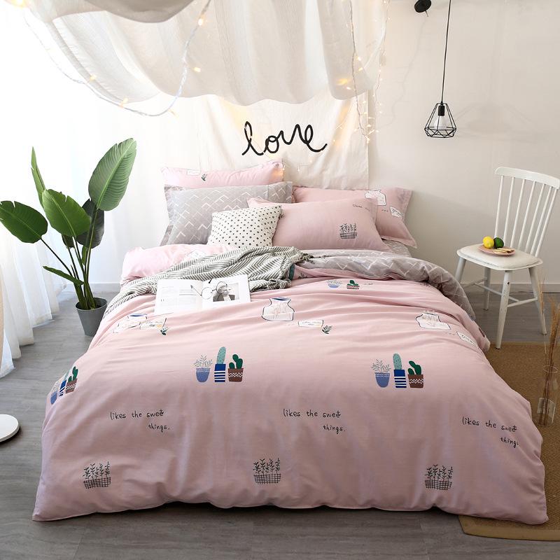 4pcs Cotton Bed Cover Bedding Sheet Sets Wedding Bed Sets