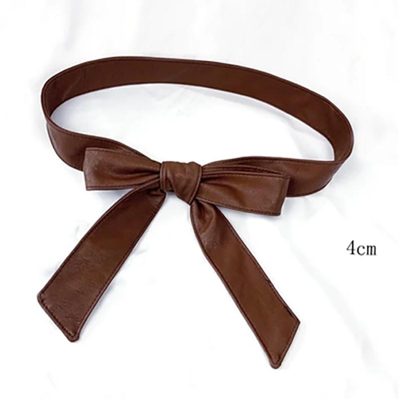 2.5/4cm Width Bow Tie Belt Waist Rope Thin Fur Belt PU Leather Belt Women's Wide Coat Leather Belt Dress Belt