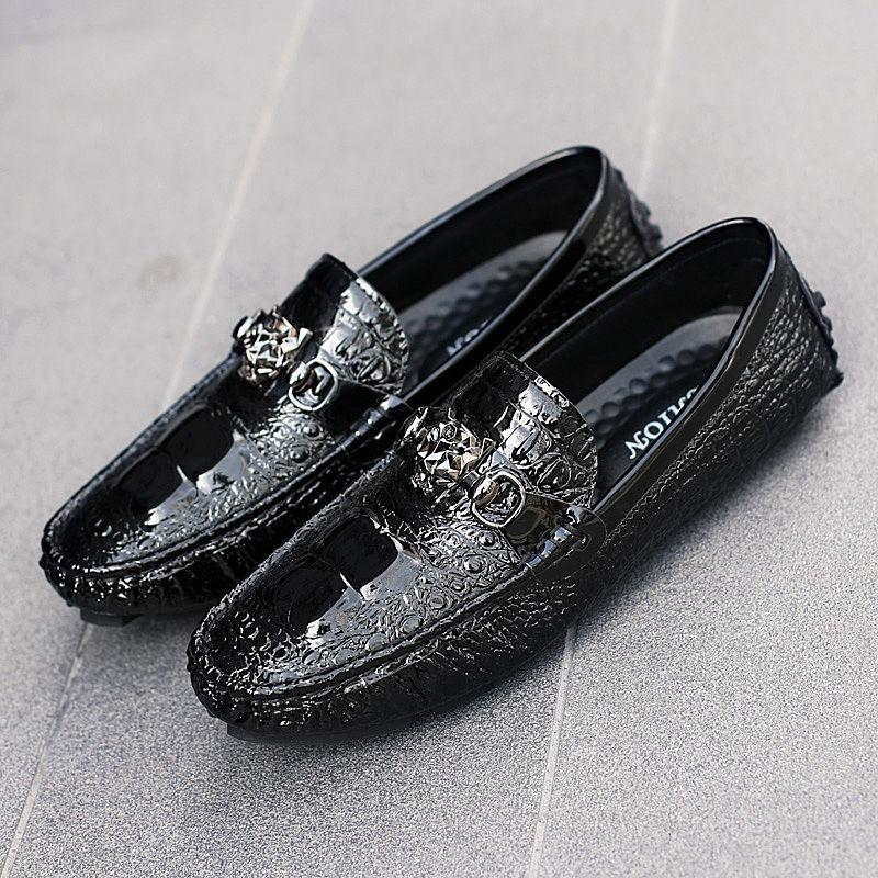 Shoes Men Loafers Leather Moccasin Crocodile Style Footwear Slip On Flat Driving Boat Shoes Classica