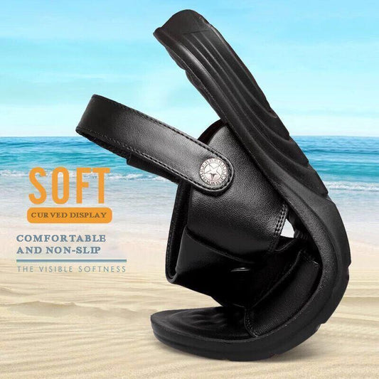 Men's Leather Sandals Summer Non-slip Leisure Business Beach Shoes Sandals and Slippers Thick Sole