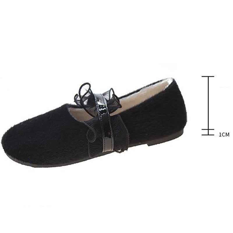 Round Toe All-match Shallow Mouth Peas Shoes Flat Fur Shoes Soft Sole Single Shoes Women's Pedal Lazy Shoes Ladies Moccasin Shoes
