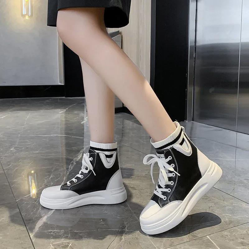 Autumn and Winter All-match Women's High-top Shoes Thick-soled Heightened Casual Shoes Student Martin Boots