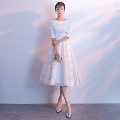 XS-3XL Bridal Wedding Dresses Women's Elegant Half Sleeve Slim Cocktail Evening Party Gowns