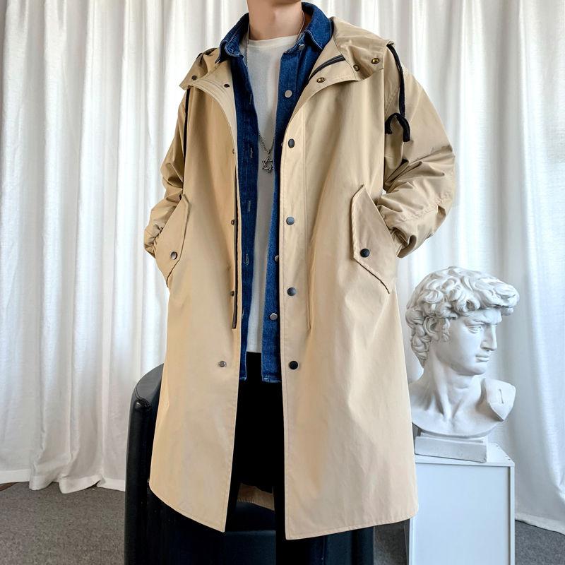 Mid-length Hoodie Men's Knee-length Coat Wind Jacket Youth Thickening Party All-match Men's Clothing