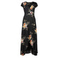 Women Sexy V-neck Printed Chiffon Sexy Split Beach Beach Holiday Casual Dress