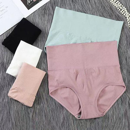 5Pcs/Set Women's High Waist Seamless Cotton Underpants Female All-match Solid Color Large Size Causal Soft Briefs