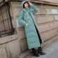 Women Winter Long Jacket Hooded Side Split Windproof Warm Down Jacket Oversize Cotton Padded Parkas