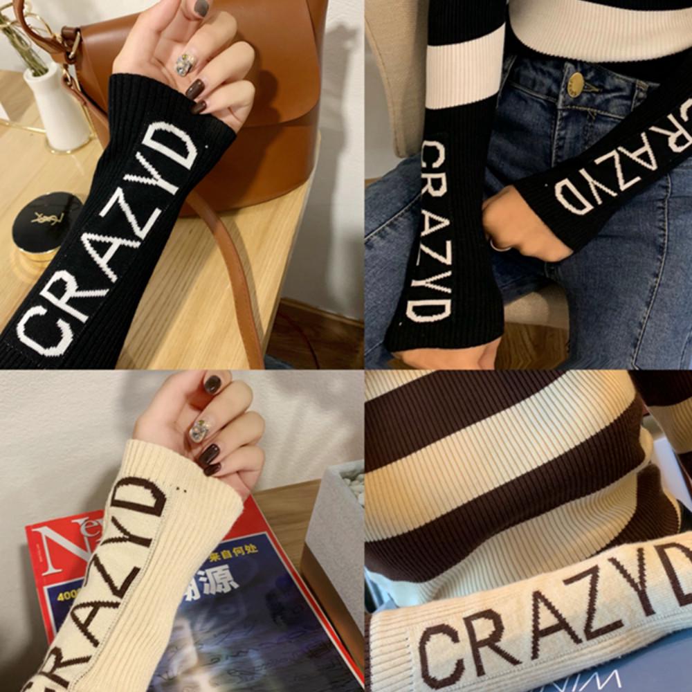 Pofulove Black and White Striped Sweater Women's Winter Pullover Letter Pullover Undershirt