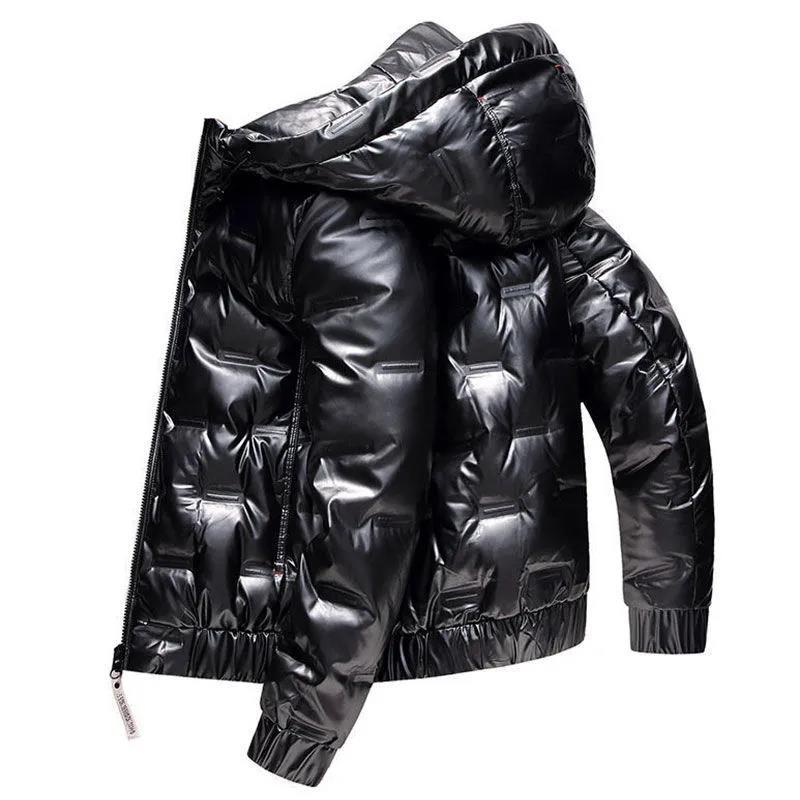 Winter Hooded Down Jacket Short Thick Warm Jacket Shiny Simple and Versatile Winter Clothes