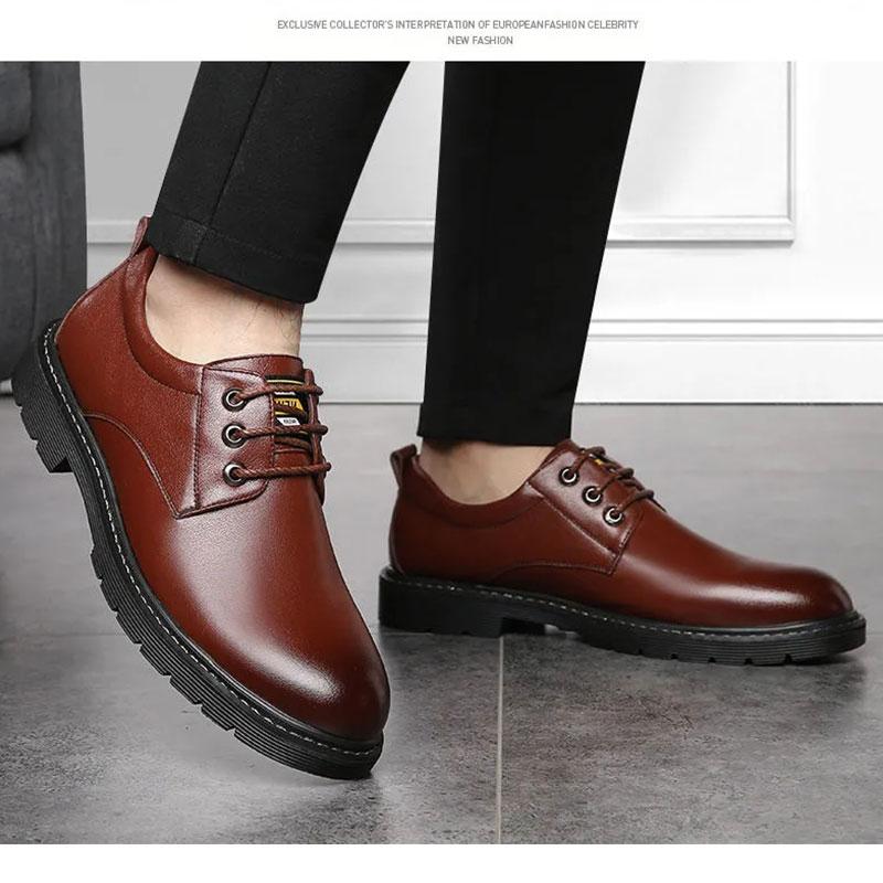 Men's Cowhide Leather Shoes Soft Leather Men's Business Shoes Casual Shoes Black Work Shoes Summer Hollow Sweat-absorbent Husband Shoes Dad Shoes