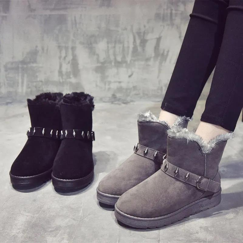Children's Winter Korean Snow Boots Thick Cotton Shoes All-match Flat-bottomed Plus Fleece Ankle Boots
