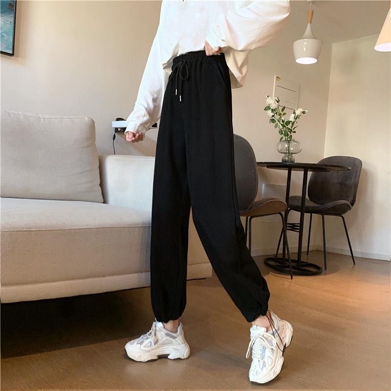 Drawstring Drawstring Pants Female Student Ins Harajuku Style High Waist Straight Casual Wide-leg Sports Harem Pants