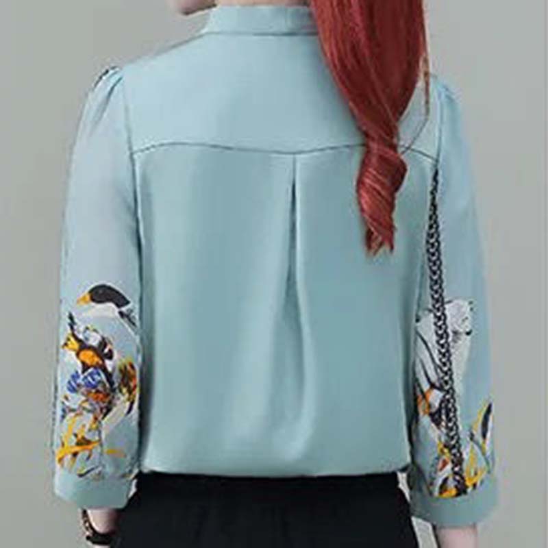 Spring and Autumn Loose Top Women's Long-sleeved Chiffon Shirt All-match T-shirt