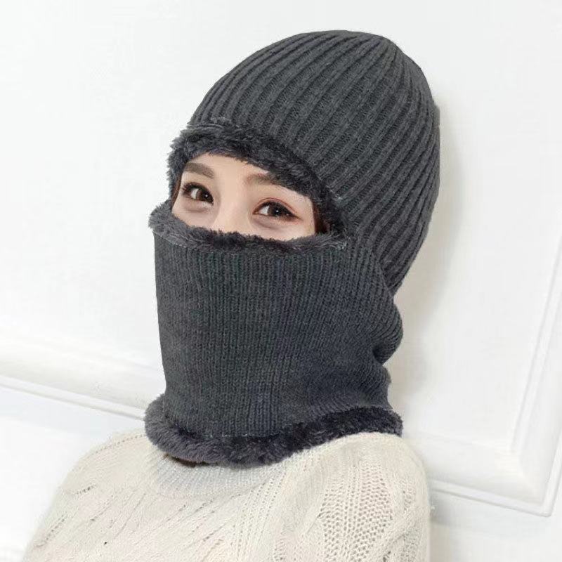 Plus Velvet Thick Cycling One-piece Hat Unisex Winter Hooded Hat Masked Northeast Wind and Cold Ear Protection
